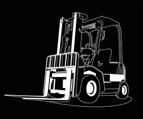 forklift white on black background © Ihor