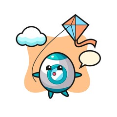 rocket mascot illustration is playing kite