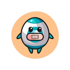 Cartoon Illustration of rocket with tape on mouth
