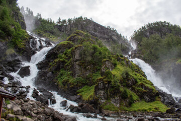 Naklejka na ściany i meble Latefossen Latefoss - one of the biggest waterfalls in Norway