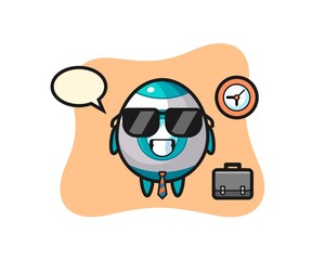 Cartoon mascot of rocket as a businessman