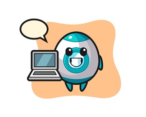 Mascot Illustration of rocket with a laptop