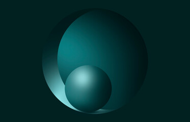Minimalistic empty round stage, podium in blue. A circle in the wall, a volumetric sphere. Futuristic geometric smooth background. 3D illustration. 