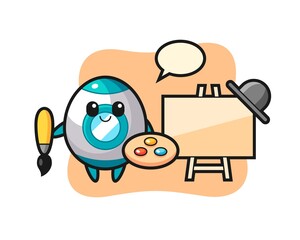 Illustration of rocket mascot as a painter