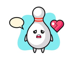 bowling pin cartoon illustration is broken heart