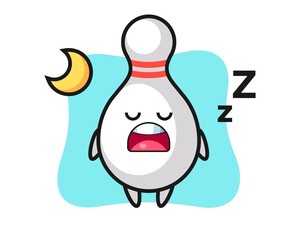 bowling pin character illustration sleeping at night