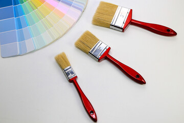 Paint brushes and color catalogs