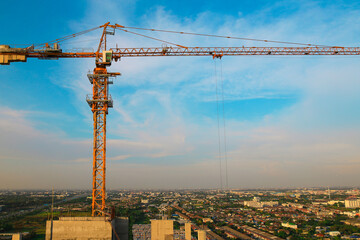 construction site with crane and sky