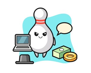 Mascot Illustration of bowling pin as a hacker