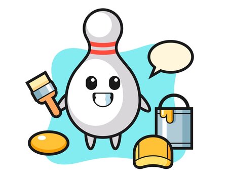 Character Illustration Of Bowling Pin As A Painter