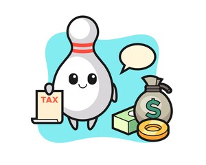 Character cartoon of bowling pin as a accountant