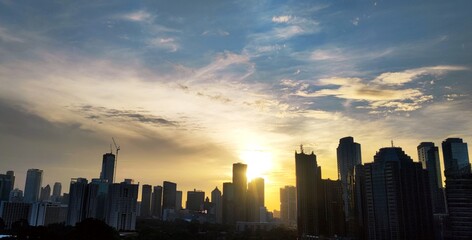 sunset over the city