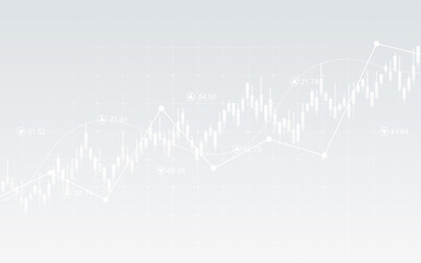 Financial chart with uptrend line graph on white color background