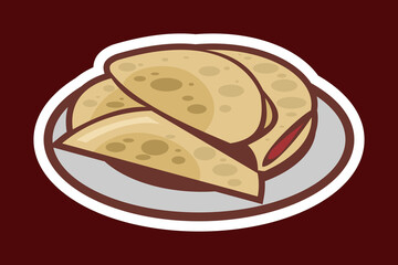 Kue Leker, this is traditional thin crispy crepes from popular Indonesian street food. Kue Leker is traditional food from Java, made from wheat flour and brown sugar cooked on hot plate. vector