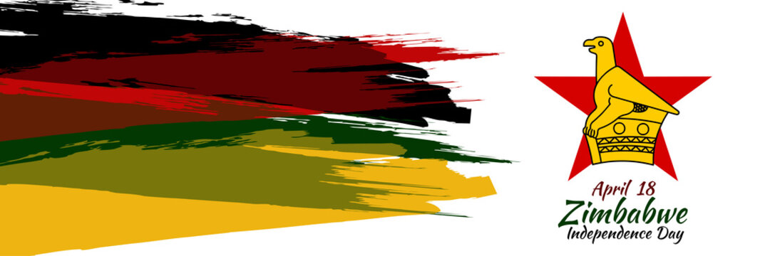 April 18, Independence day of Zimbabwe vector illustration. Suitable for greeting card, poster and banner. 