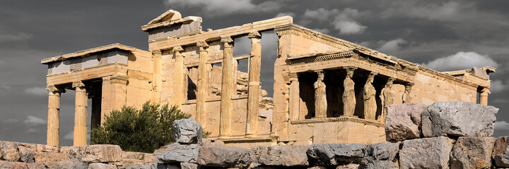 Erechtheion temple Acropolis, Athens, Greece, with famous Caryat