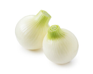 New onions on a white background