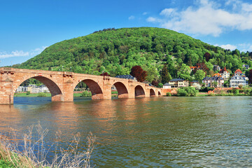 Fototapeta na wymiar The Old Bridge over the River Neckar in Spring, Heidelberg, Germ