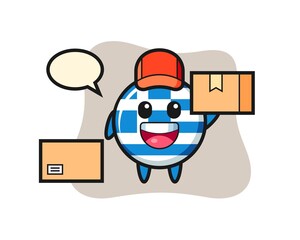 Mascot Illustration of greece flag badge as a courier