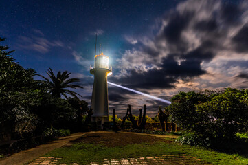 四国最南端、足摺岬灯台と夜空