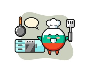 bulgaria flag badge character illustration as a chef is cooking