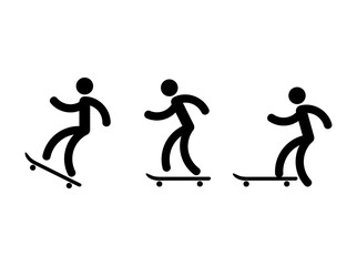 Fototapeta na wymiar skateboarding icon vector, steps of using skateboard