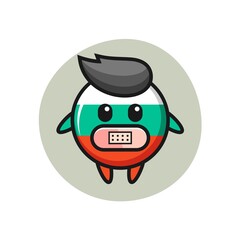 Cartoon Illustration of bulgaria flag badge with tape on mouth