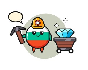 Obraz premium Character Illustration of bulgaria flag badge as a miner