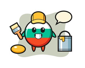 Obraz premium Character Illustration of bulgaria flag badge as a painter
