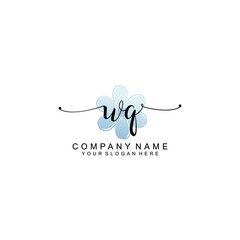 WQ Initials handwritten minimalistic logo template vector