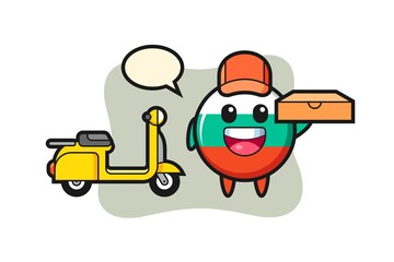 Character Illustration of bulgaria flag badge as a pizza deliveryman