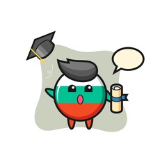 Illustration of bulgaria flag badge cartoon throwing the hat at graduation