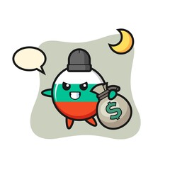 Illustration of bulgaria flag badge cartoon is stolen the money