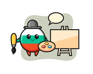 Fototapeta premium Illustration of bulgaria flag badge mascot as a painter