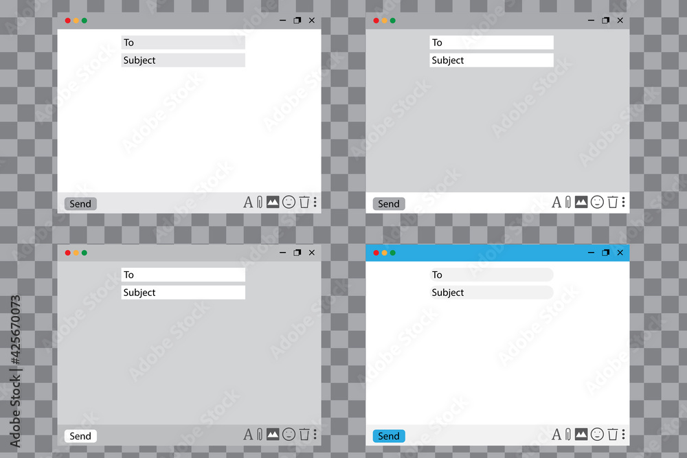 Poster phone template. mail icon. web browser window. blank screen isolated. stock image. eps 10.