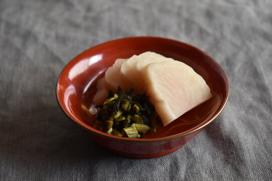 Pickled Suguki (Brassica rapa var. neosuguki), Vegetable produced in Kyoto, Japan