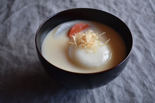 Shiromiso flavored Zoni, Rice Cake Soup, Japanese Food
