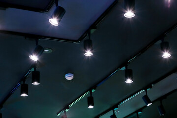 Spotlight, ceiling light in shopping malls, outstanding design. Beautiful shape