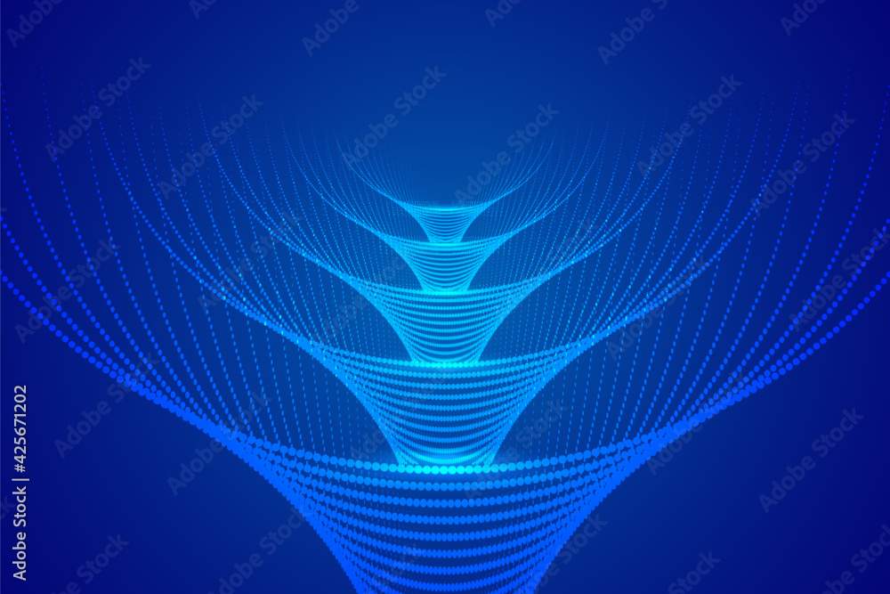 Poster point particle trajectory like funnel vortex internet big data technology background