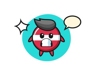 latvia flag badge character cartoon with shocked gesture