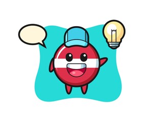 Obraz premium latvia flag badge character cartoon getting the idea