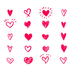 Heart doodles. Hand drawn hearts. Design elements for Valentine's day. Vector EPS 10.