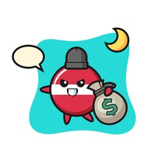 Illustration of latvia flag badge cartoon is stolen the money