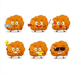 Karage cartoon character with various types of business emoticons