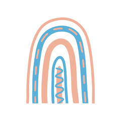 Obraz premium Hand drawn colorful rainbow isolated on a white background. Doodle, illustration in a simple flat style. It can be used for decoration of textile, paper and other surfaces.