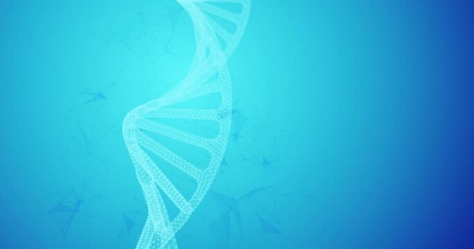 DNA abstract 3d polygonal molecule helix spiral background animation loop.  Genetic biotechnology motion concept digitally generated image.