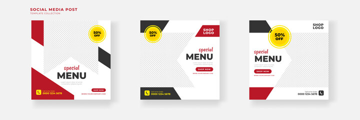 Food social media post template collection