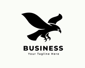 simple eagle hawk falcon bird black art silhouette logo symbol illustration inspiration