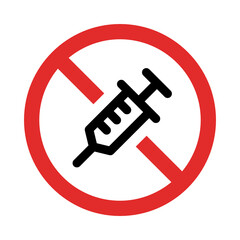 No Syringe Sign. No vaccine icon vector.