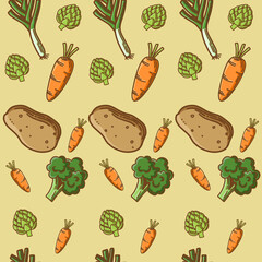 Vegetables Seamless Pattern Background